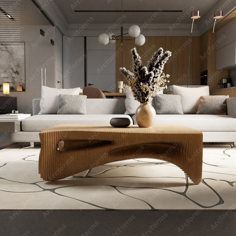 Parametric Wavy Wooden Table Decor 6